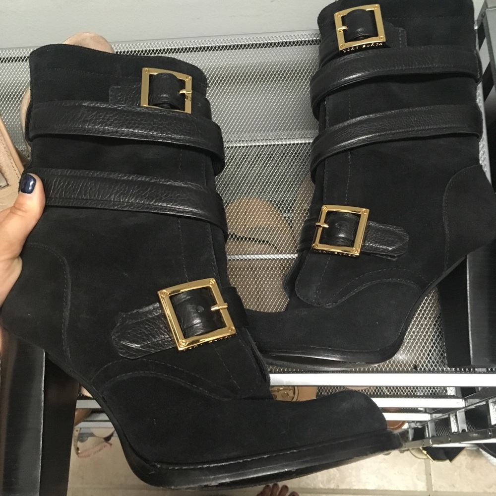 Tory Burch black and gold boots